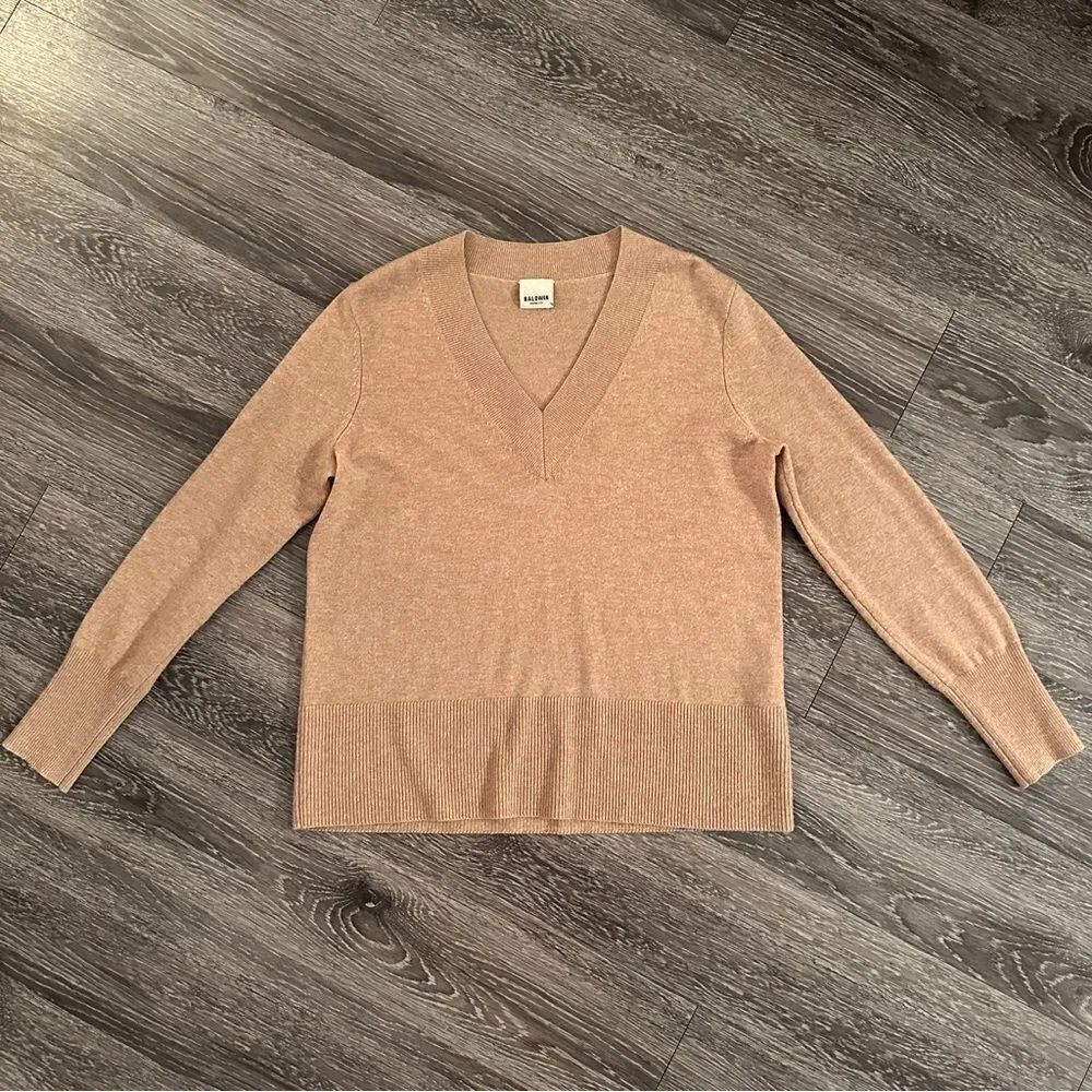 Baldwin Mercerized Wool and Cashmere V Neck Sweater